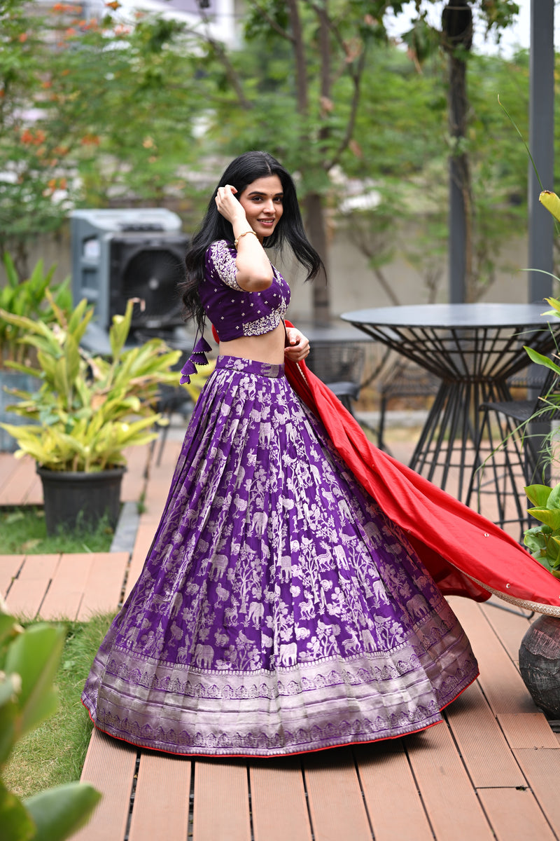The Mrignayani Purple LehengaSale price