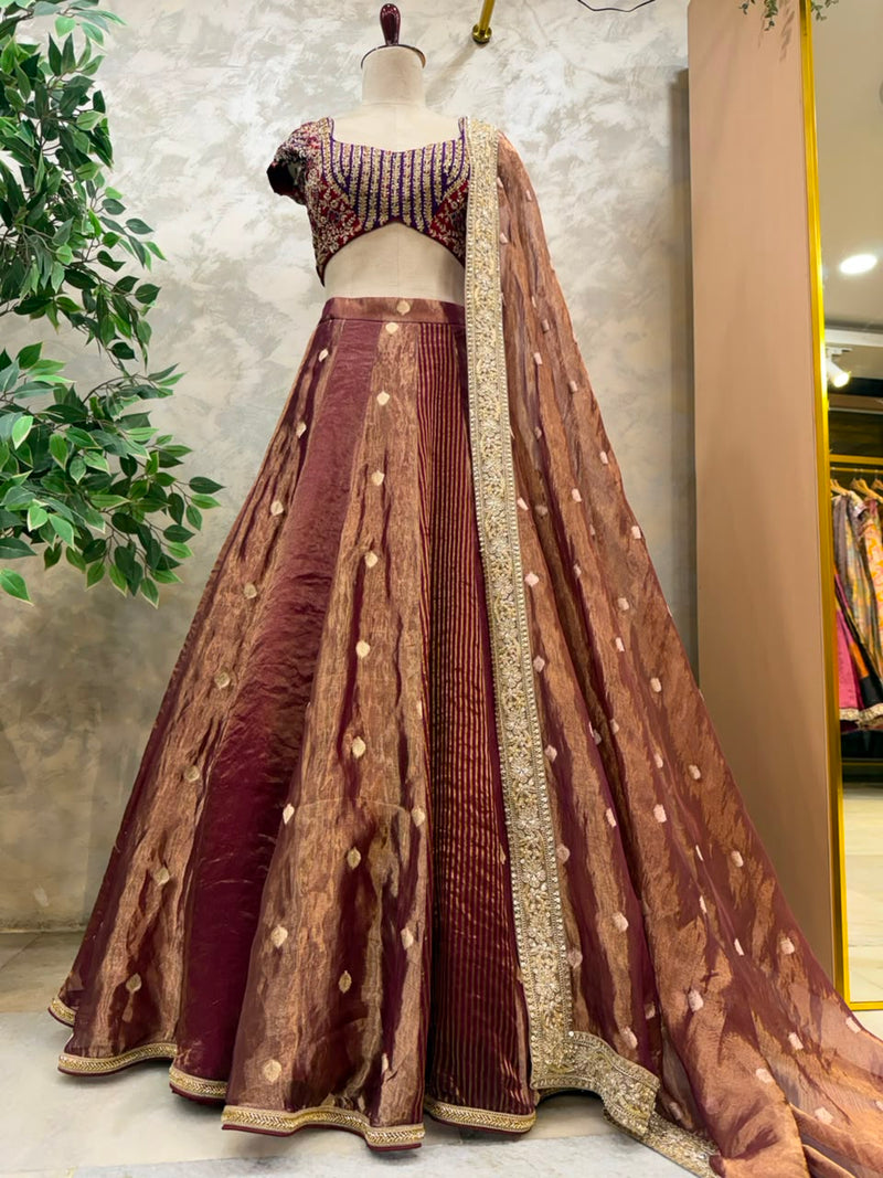 Gilded Crimson Fusion Lehenga